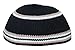 Medium Size Black with White & Brown Nylon Stretchy Kufi Hat Skull Cap - Fits 22.5 inch Head Sizes