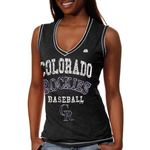 Majestic Colorado Rockies Women's My Crush Sleeveless T-Shirt - Charcoal (Medium)