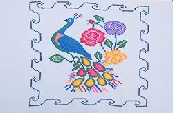 Handmade Cross Stitch Pillow Cases - Summer Peacock in Harmony