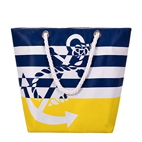 Soonyean Oversized waterproof summer beach tote bag with Cotton Rope handle