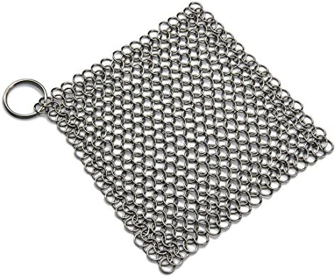 Haiwa Cast Iron Cleaner Stainless Steel Chainmail Scrubber (XL 8x6 Inch)