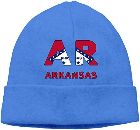 NOAACYKR The Capital Letter AR With Flag Of Arkansas Beanies Cap RoyalBlue