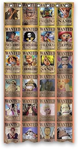 One Piece Wanted Circular Poster Collection Cool Orange Red Design Shower Curtain,Quotes Happy Birthday,Best Gifts for friends,36"(w) x 72"(h)