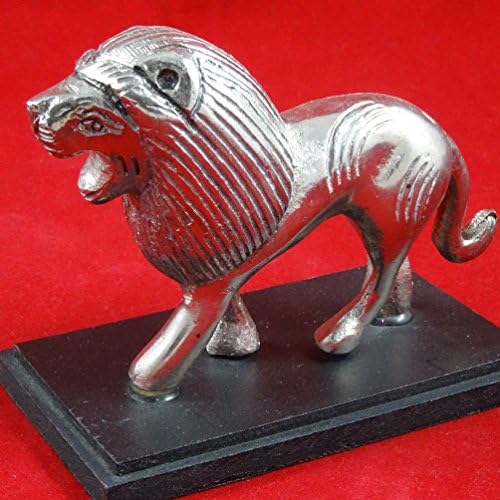 Decorative Aluminum Sculpture Lion Antique Figurine Indian Art India Gift Silver Home Decor Standing Statue