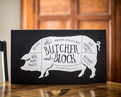 Personalized Custom Butcher Block Pig Sign | Kitchen Home Decor | Gift For Her | Gift For Chef | Kitchen Sign