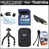 32GB Accessory Kit For Toshiba Camileo S30 S20 BW10 HD Pocket Camcorder Includes 32GB High Speed SD Memory Card + Hard Case + 7″ Flexible Tripod + Mini HDMI Cable + USB 2.0 SD Card Reader + LCD Screen Protectors + More 32GB Accessory Kit For Toshiba Camileo S30 S20 BW10 HD Pocket Camcorder Includes 32GB High Speed SD Memory Card + Hard Case + 7″ Flexible Tripod + Mini HDMI Cable + USB 2.0 SD Card Reader + LCD Screen Protectors + More