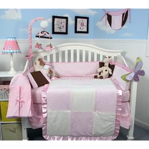 New Pink Minky Dot Chenille Baby Crib Nursery Bedding Set 13 Pcs Included Diaper Bag With Changing Pad & Bottle Case