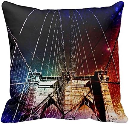 Personalized 18x18 Inch Square Cotton Brooklyn Bridge - Galaxies - NYC Throw Pillow Throw Pillow Case Decor Cushion Covers