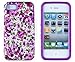 DandyCase 2in1 Hybrid High Impact Hard Lavender Garden Floral Pattern + Purple Silicone Case Cover For Apple iPhone 4S & iPhone 4 + DandyCase Screen Cleaner