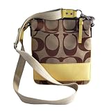 COACH SIGNATURE STRIPE SWING PACK 42619 KHAKI & YELLOW