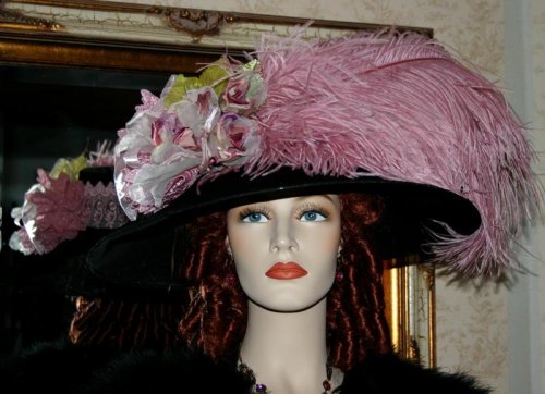 Buy Kentucky Derby Hat Edwardian Hat Tea Hat Designed by Darna “Run for the Roses Crystal Fairy” Black & Dusty Pink