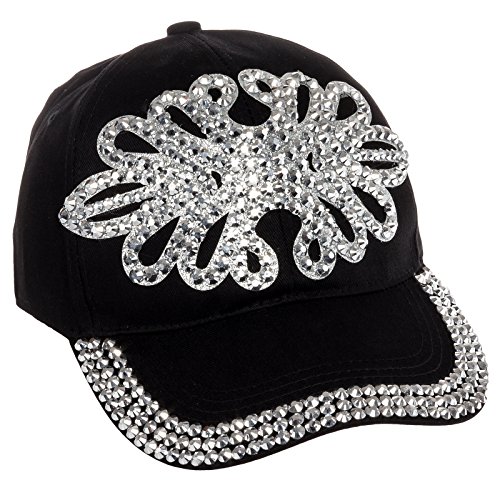 Crystal Case Women's Cotton Rhinestone Studded Paisley Baseball Cap Hat