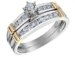 Diamond Engagement Ring and Wedding Band Set 1/3 Carat (ctw) in 10K White and Yellow Gold