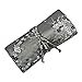 Red Blossom Jewelry Roll Clutch Large - Silk Brocade (Cherry Blsm Gray)