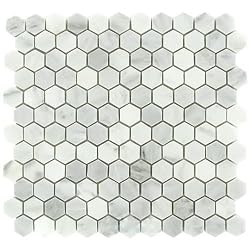 CARRARA (CARRERA) HEXAGON 1" HONED MARBLE MOSAIC TILE