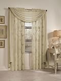 Solid Color Window Scarf Valance - Semi-Sheer with Ribbon Embellishment