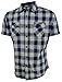 Enimay Mens Fitted Plaid Short Sleeve Button Down Shirt (Many Colors Available)