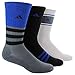 adidas Youth Boys Cushioned 3-Pack Crew Socks, Bold Blue/Onix/Black/White, Large
