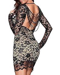 Sexy Sophisticated Halter Long Sleeves Draped Illusion Beaded Lace Sheer Corset   Waistline Polyester/Spandex Cocktail Sheath Club Dress/Party Dress 