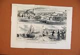 Review Old-print  / c1883 OPENING NEW LOCK WATER CHANNEL SUNDERLAND DOCKS