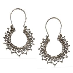 Ear Rings in Sterling Silver Indian Style 1.75 inches (ers305)