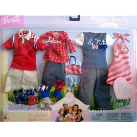 Barbie - Happy Family Fashions - Red + Blue Fashion Clothes for Midge, Alan, Ryan and... by Barbie Happy Family Fashions