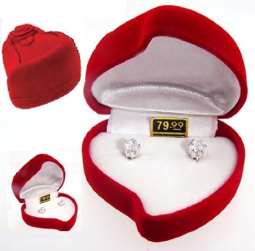 2 Carats Brilliant-Cut CZ Earrings in Beautiful Heart Box