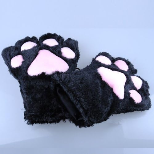 ETSYG Funny Black Cat Claw Gloves Bear Paw Panda Plush Toy Party Cosplay Costume
