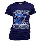 Seattle Seahawks Women's Retro Vintage T-Shirt (True Navy, Small)