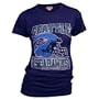Seattle Seahawks Women's Retro Vintage T-Shirt (True Navy, Small)