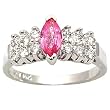 14K White Gold Pink Sapphire and Diamond Ring