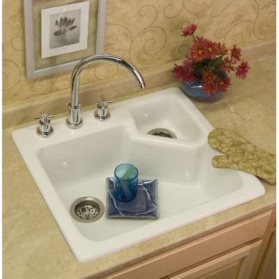 Advantage Quidnick Single Bowl Self Rimming Kitchen Sink Finish: White Microban, Faucet Drillings: Three Holes