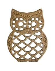 From Amazon.com. Click for details:
 Kitchen: Gold Tone Metal Owl Design Tabletop Protector Trivet - MyGift Kitchen: Gold Tone Metal Owl Design Tabletop Protector Trivet - MyGift