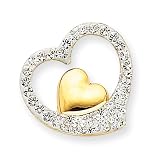 14k Reversible Crystal Double Heart Pendant