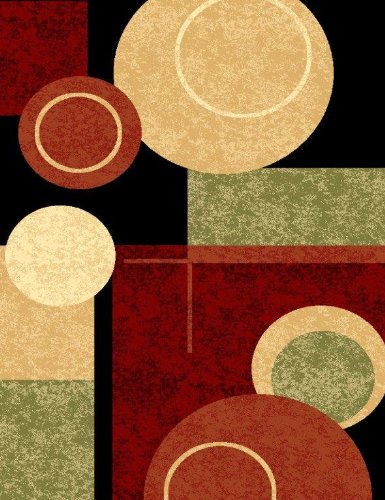 T1010 Black Cream Green Rust Burgundy Abstract Area Rug Carpet On Sale