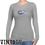 NCAA Samford Bulldogs Ladies Ash Distressed Logo Vintage Long Sleeve Slim Fit T-shirt
