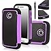 E LV Shock-Absorption Dual Layer Armor Defender Case for Moto E 1st Generation (XT1021 / XT1022 / XT1025) Bundle with Stylus and Microfiber Digital Cleaner - Purple