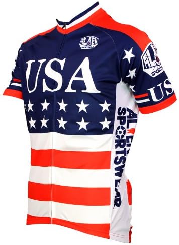 OEM Men's USA Flag Outdoor Sports Cycling Short Sleeve Jersey Size L Blue