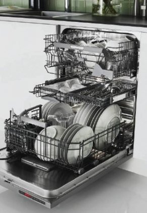 Hidden Control XXL Dishwasher With 9 Spray Wash System 3 Level Rack System Exclusive Upper Rack Mixed Wash PowerZone Plate Height-Adjustable Upper Rack & In Stainless Steel
