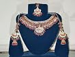 Necklace Set-fashion Jewelry Necklace Set and Earring in Antique Silver Finish and Red Color Stones 4pc Set (Brand New) Free Shipping