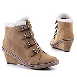 Damen Schuhe, STIEFELETTEN, ANKLE BOOTS, W07, Synthetik in hochwertiger Leder Optik, Braun Grau, Gr 39