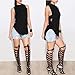 Tenworld Women Summer Vest Top Sleeveless Backless Blouse Cotton Tank Shirt (M = US 6, Black)