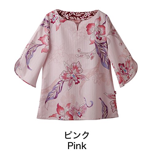 かりゆしウェア レディース (沖縄版アロハシャツ) チュニック ポーセリンオーキッド