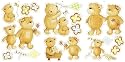 Teddy Playtime 24 Self-Adhesive Nursery Wall Stickers Quicksticks - NEW
