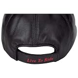 Diamond Plate Solid Genuine Lambskin Leather Adjustable Cap with Biker Logos