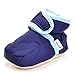 Enteer Infant Waterproof Snow Boots Premium Soft Sole Anti-Slip Warm Winter Prewalker Toddler Boots (7-12months, navy)