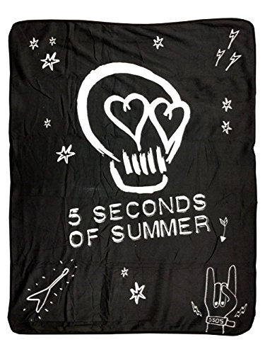 Official 5 Seconds of Summer Skull Logo Fleece Blanket (48 x 60 Inches) - Includes Bewild Bracelet with Each blanket