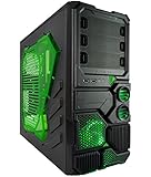 Apevia X-SNIPER2-GN ATX Mid Tower PC Gaming Case with Green Tinted Side Window, Front USB3.0/Audio - Black/Green