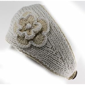 Buy 100% Handmade Thin Knit Flower Headband best for Ponytail Styling, Yellow Beige 2 Tone by NYGIftStop Headband