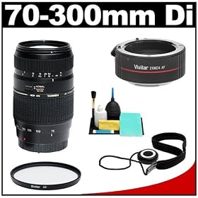 Tamron 70-300mm Di LD Macro Zoom Lens with Hood (= 140-600mm) + UV Filter + Accessory Kit for Canon EOS 50D, 60D, 7D, Rebel XS, T1i, T2i, T3 T3i Digital SLR Cameras